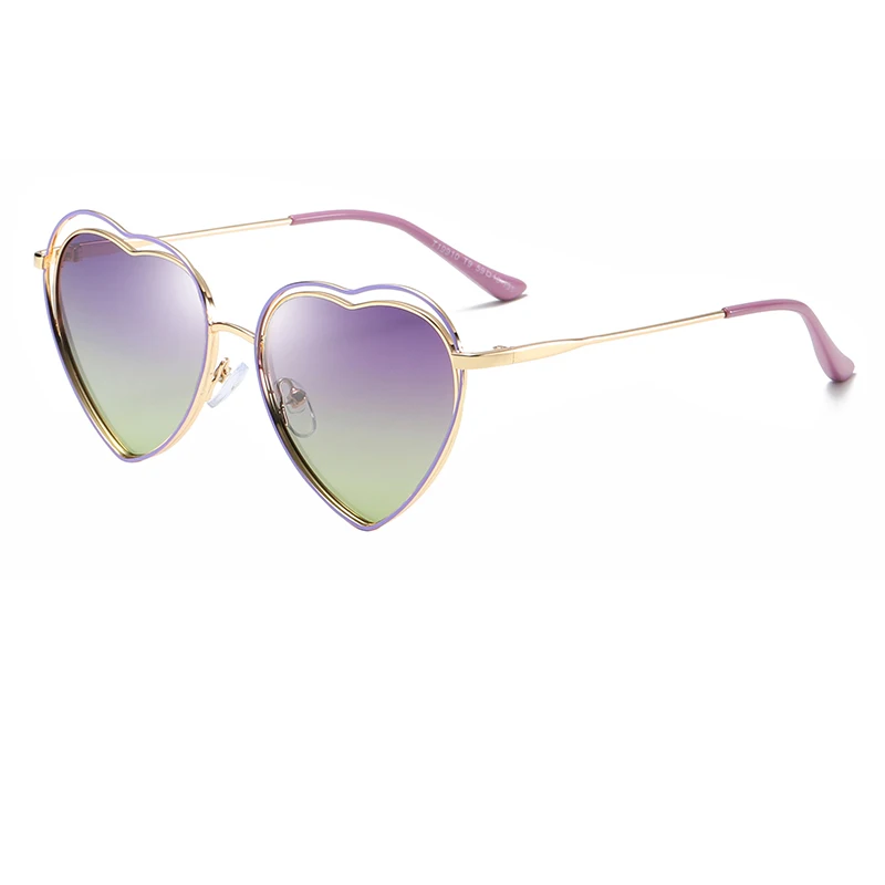Детские солнцезащитные очки модная в форме сердца Милая UV400 дизайнерская оправа Очки для маленьких девочек солнцезащитные очки для женщин - Цвет линз: purle