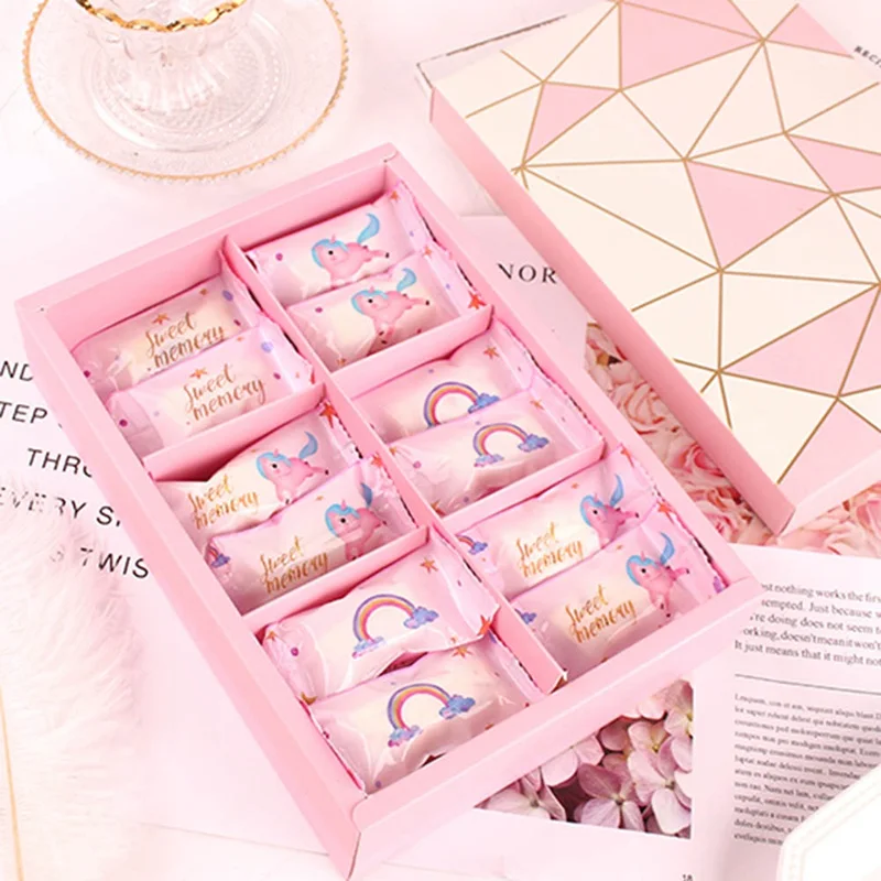 100 шт Kawaii Единорог мешок для сахара Nougat сумка для машины упаковка для конфет закуски печенье еда торт выпечки вечерние подарочные пакеты