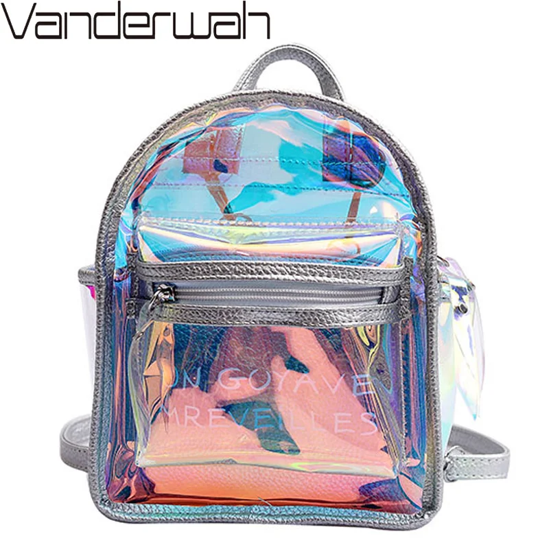 

Summer Mini Backpack Women Clear Cute Transparent Mochila Designe Backpack For Teenage Girls High Quality Kawaii Holographic Bag