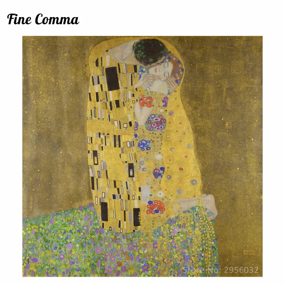 

The Kiss(Lovers) by Gustav Klimt Canvas Painting Wall Art Pictures Hand Painted Oil Paintings Reproduction for Living Room