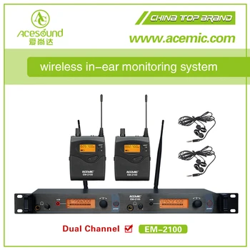 

Newest ACEMIC EM-2100 Dual channel in-ear monitor system wireless microphone for stage performance church tour guide,2 receivers