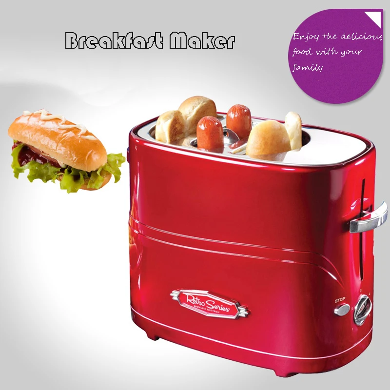 220V Electric Hot Dog Maker Toasters Breakfast Maker Sausage Machine