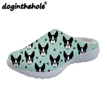Doginthehole Бостон-терьер печати спортивные сандалии для женская пляжная обувь Спорт на открытом воздухе тапочки Обувь с дышащей сеткой обувь на плоской подошве
