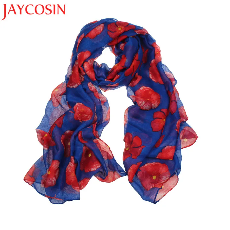 JAYCOSIN 2017 Новый красный Poppy печать длинный шарф цветок Пляжная накидка Женская шаль