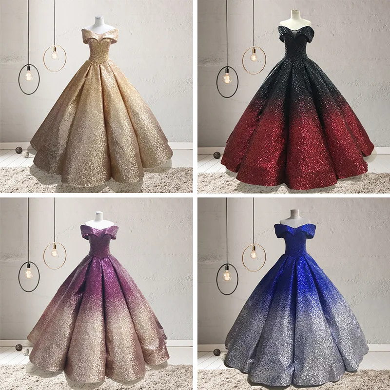 

Full Lolita Party Dress with Matching and Gradient Colors and Strapless Style