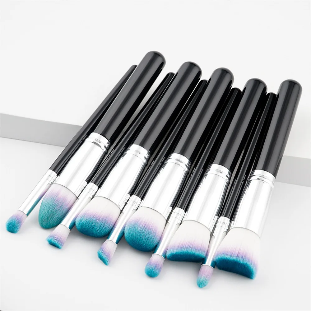 10Pcs Beauty Makeup Brushes Wooden handle Big Foundation Brush Oblique Powder Blush Eyeshadow Eyebrow Lip Brush Make Up Tools (4)