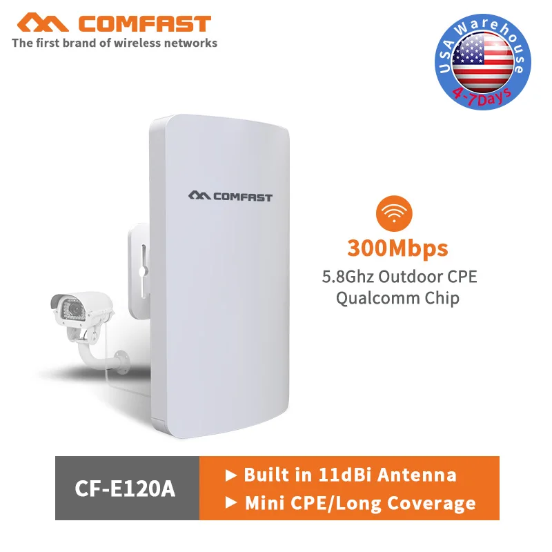 Comfast 5,8 ГГц наружная точка доступа AP с 11dBi Wi-Fi антенна беспроводной мост 300 Мбит 2 км Диапазон WI-FI CPE nanostation повторителя