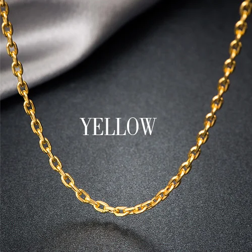 Подлинное 18 К Золотое ожерелье унисекс для свадебной вечеринки Женская Розовая Желтая цепочка с подвеской женский подарок модный - Цвет камня: Yellow Gold