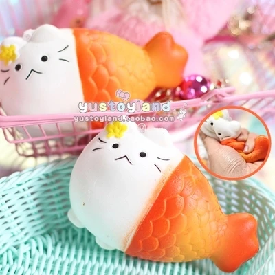 2018 Новое поступление 13 см мягкими Kawaii милый кот мультфильм Рыба мягкие замедлить