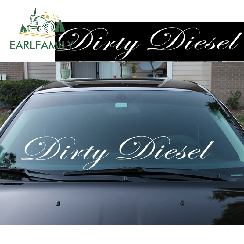 

EARLFAMILY 111.7cm x 25.8cm Dirty Diesel Windshield Banner Decal Sticker lifted Front Windshield Sticker Personality Car Sticker