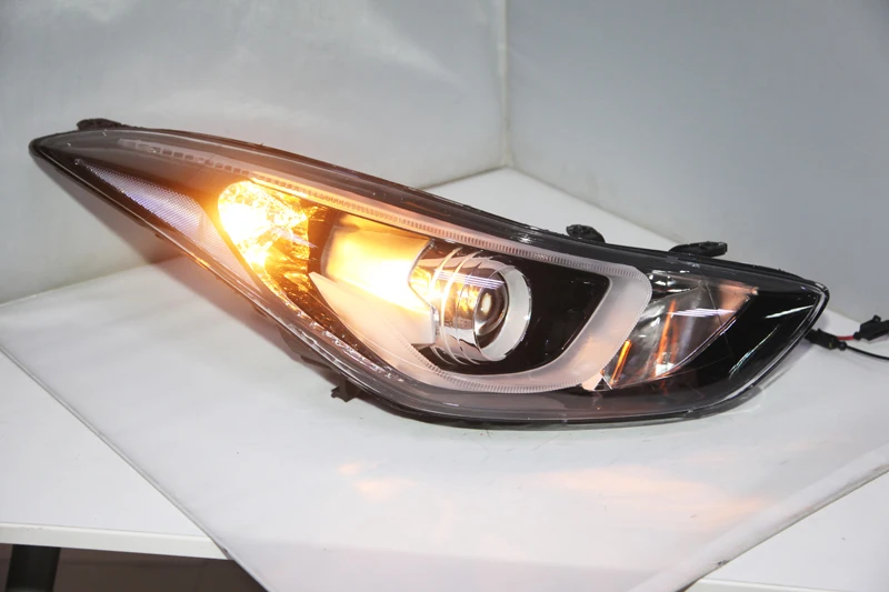 Для hyundai Elantra Avante светодиодный Головы Фары 2013 год Светодиодные ленты Габаритные огни поворотные фары
