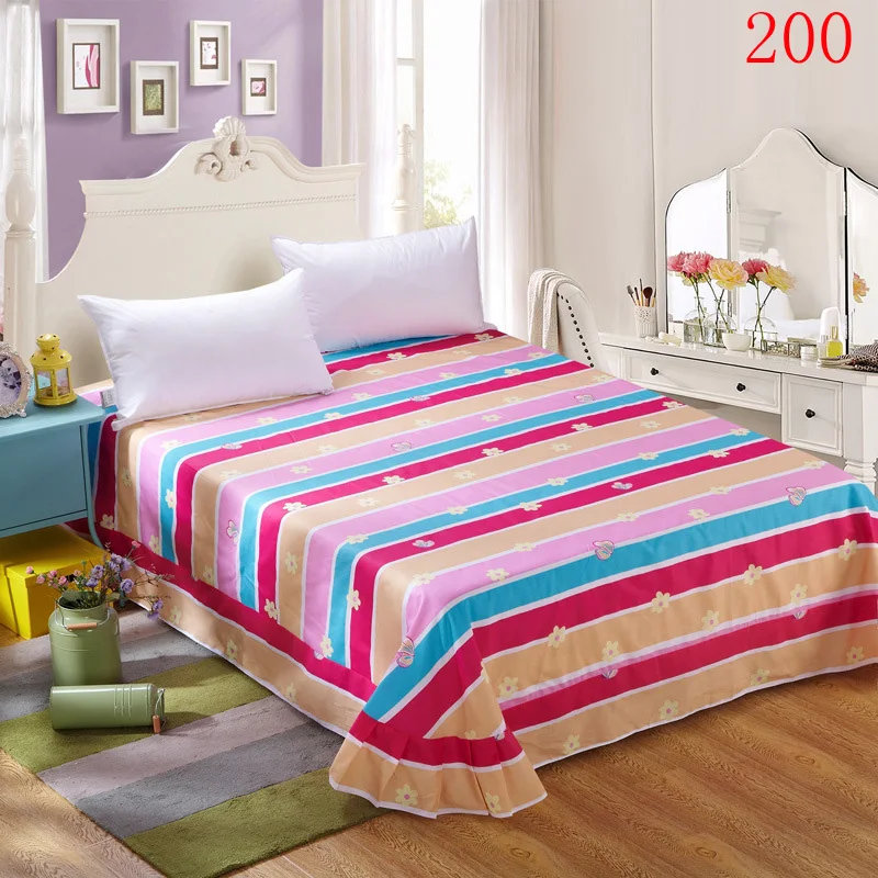 Stripes Flower Dandelion Single Double Bed Sheet Linens Cotton Flat Bed