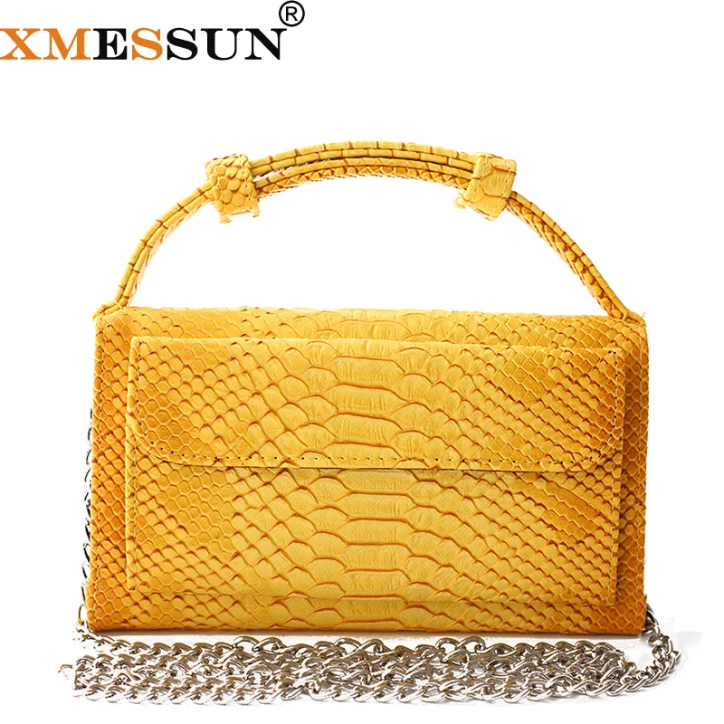 

XMESSUN Luxury Cowhide Leather Clutch Shoulder Cross-body Bag Small Crocodile Pattern Genuine Leather Clutch Chain Women's Gift