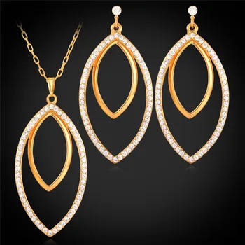 

Pendant Necklace Earrings Set For Women Austrian Rhinestone High Quality Fashion Jewelry Sets Extra Big PE973