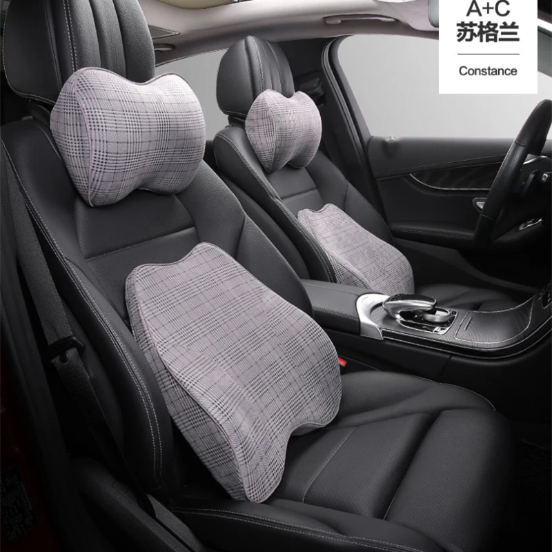 

KKYSYELVA Memory Foam Lumbar Support Cushion For Car And Headrest Neck Pillow Kit Interior Accessories