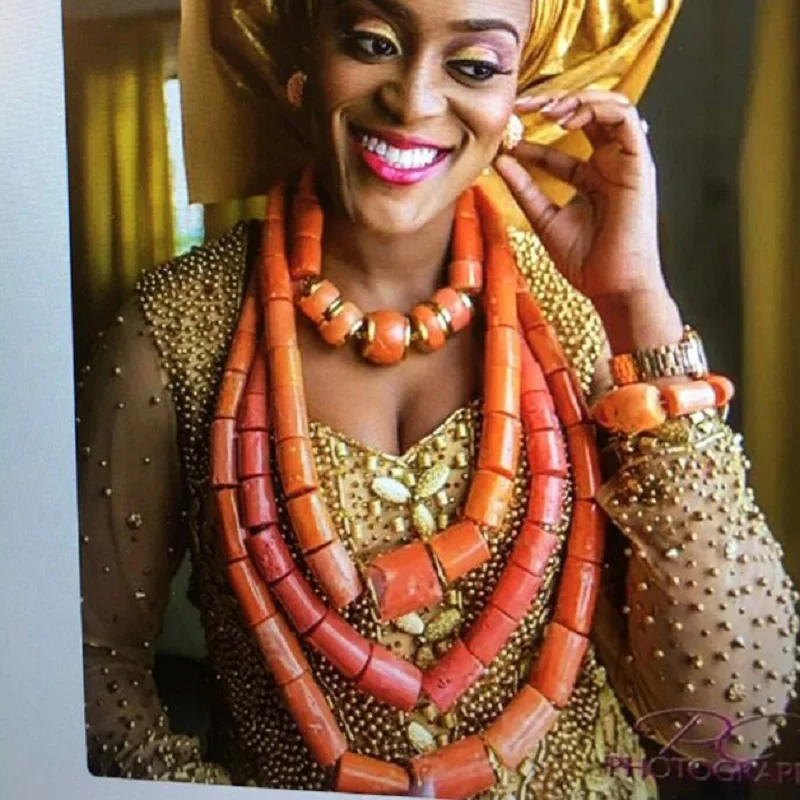 4 UJewelry мужской коралловый комплект украшений в африканском стиле ожерелье и браслет бусы Набор для жениха набор свадебных украшений