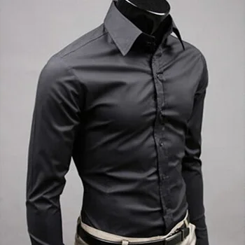 

NiceMen Shirt Long Sleeve Fashion Mens Casual Shirts Cotton Solid Color Business Slim Fit Social Camisas Masculina RD474