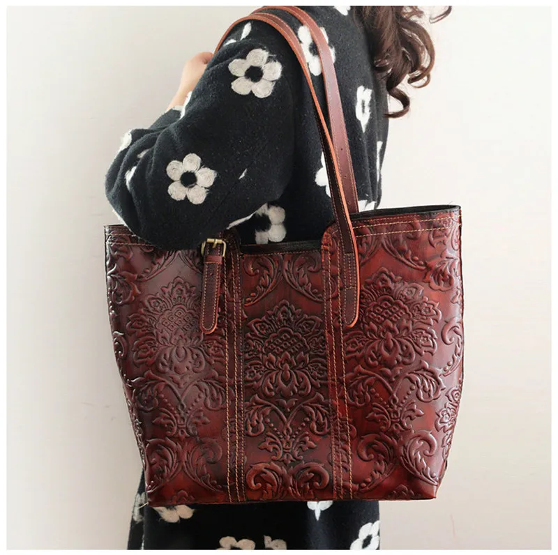 Западная древняя новая кожаная сумка в стиле ретро, ручная щетка высокого качества, цветная сумка для покупок из воловьей кожи XY560