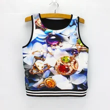 Настоящее Объёмный рисунок(3D-принт) Растениеводство Топ Тис для женщин Америка и Европа модного дизайна для девочек укороченные танки Леди VOGUE летнее платье