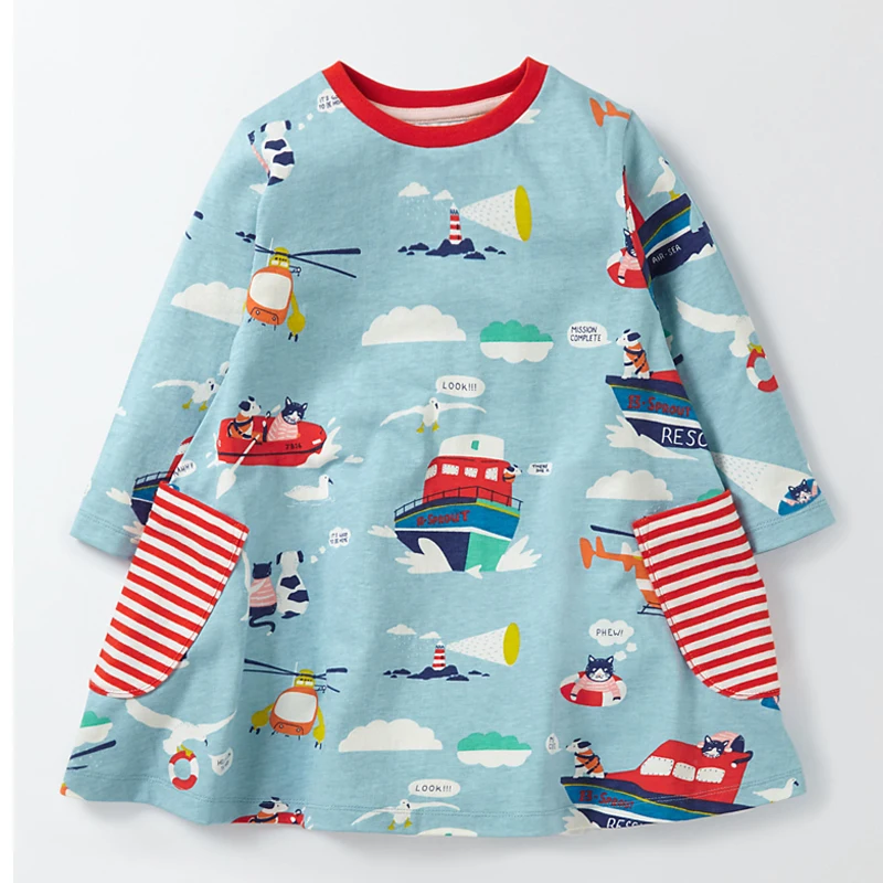 

Melario 2019 New Spring Girls Dress Tutu Princess Cartoon Stripe Dress Long Sleeve Party Dress for 2-7 Years Lovely Kid Dress