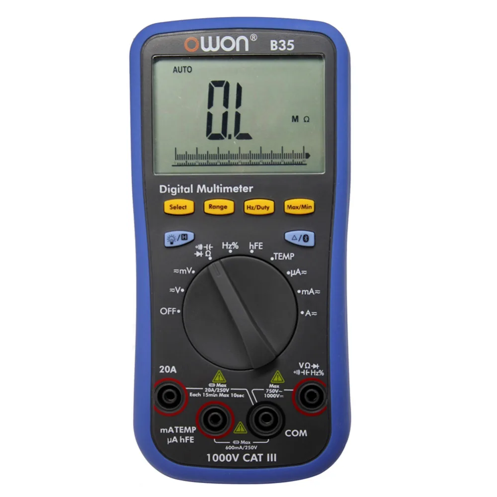 OWON large LCD B35 Multimeter Bluetooth mobile app download datalogger