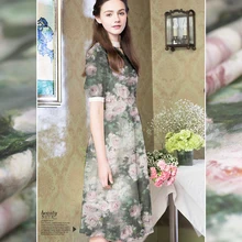 Лидер продаж, модные краски, розы, натуральный шелк, шифон, ткань для платья telas, пэчворк, tissu tissus au metre tela, сделай сам, stoffen, ткань