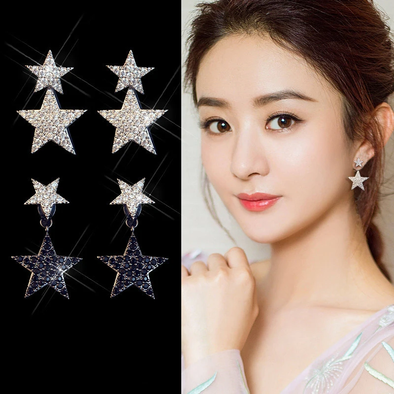 

Fashion simple personality creative earrings for women party oorbellen Kolczyki with inlaid rhinestone stars eardrop