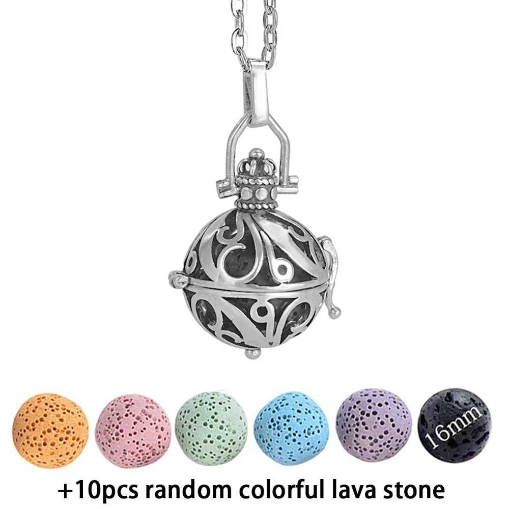 Светится в темноте ожерелье войлочный шарик Лава камень Йога ожерелье Ароматерапия колье аромараспылитель ожерелье с медальоном для эфирного масла - Окраска металла: 3