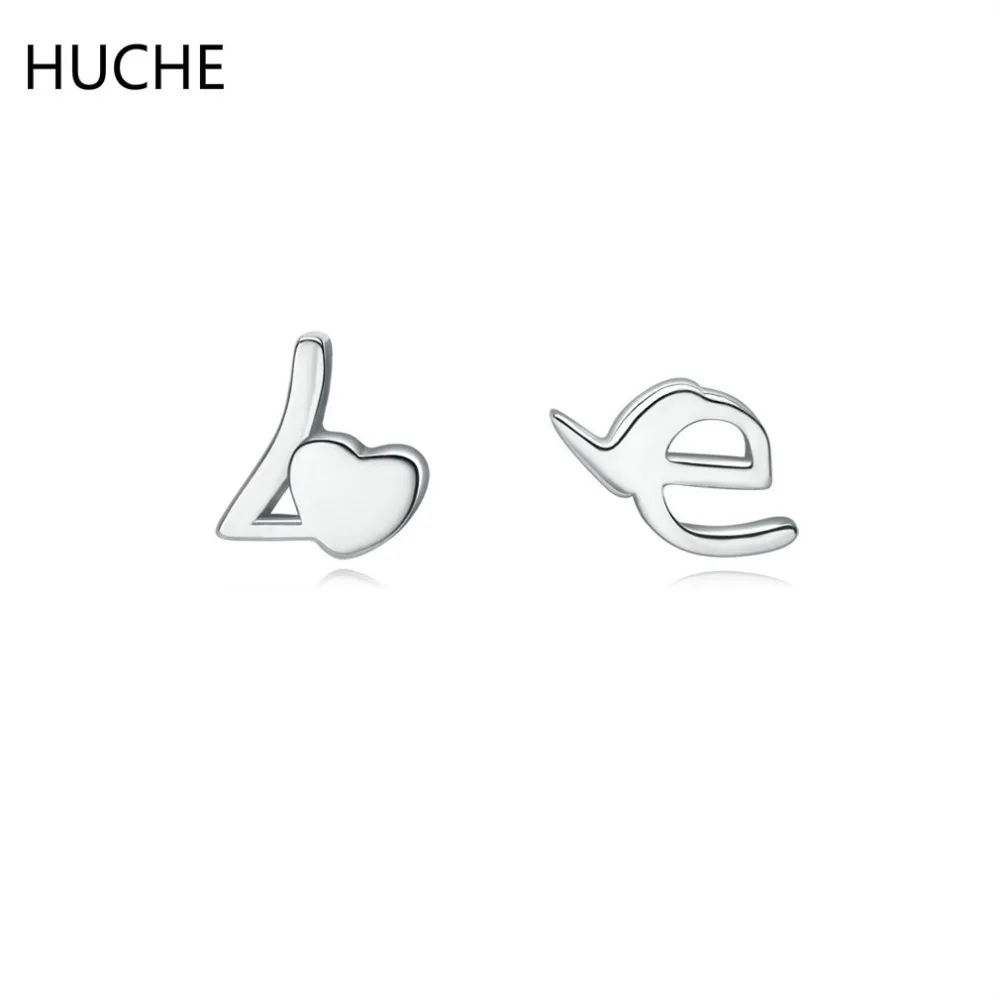 

HUCHE Ture "Love" Pure 925 Silver Stud Earrings for Women Sterling-Silver-Jewelry Gift for Girl Kid Small Fashion Earrings ZB47