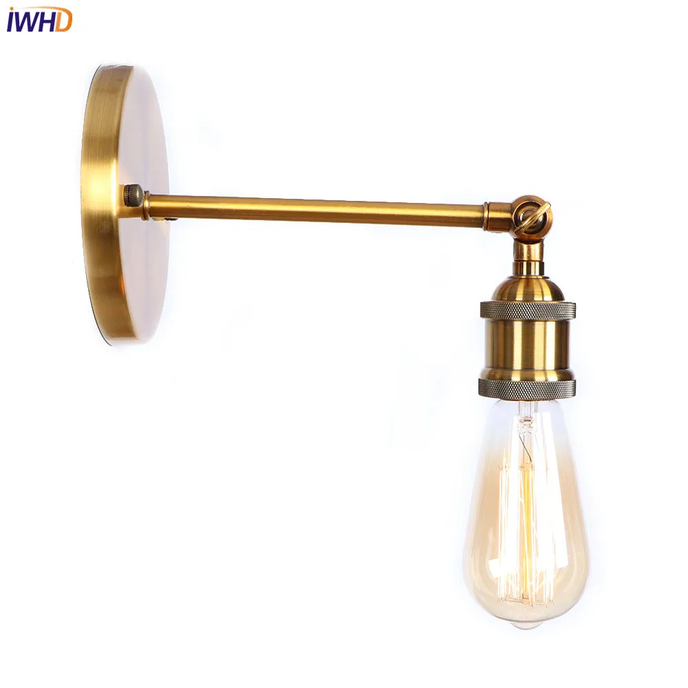 IWHD Golden Antique Vintage LED Wall Lamp Beside Living Room Edison Loft ndustrial Wall Lights Sconce Wandlampen Lampara Pared
