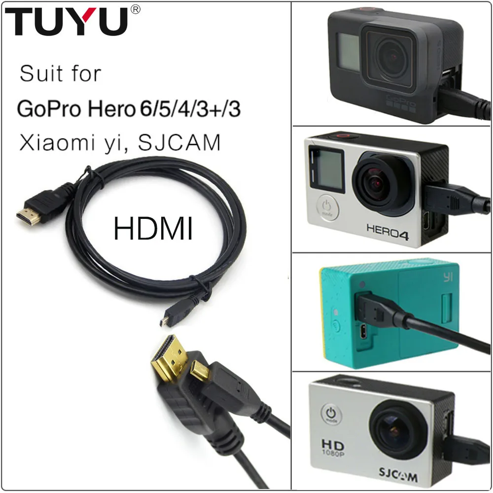 TUYU Cable Micro HDMI Data l para GoPro Hero 6 5 4 3 + SJ4000 WiFi