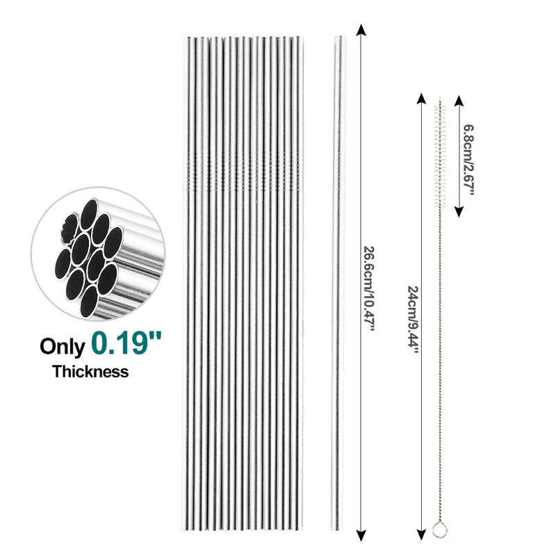 10 шт./компл. многоразовая нержавеющая сталь солома с 2 чистящими щетками экологически чистые металлические соломинки набор для стеклянной кружки барная посуда