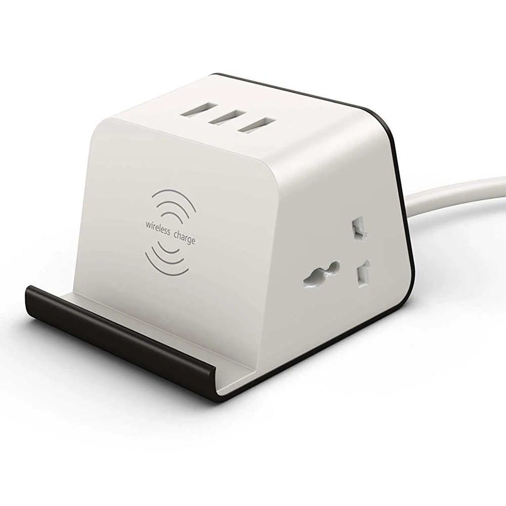 Mutil power Strip стабилизатор напряжения настольная Универсальная Розетка с Беспроводное зарядное устройство с USB держателем телефона 1,5 м удлинитель