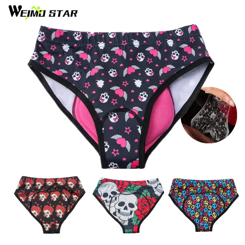 

Weimostar Skull Cycling Underwear Women 3D Gel Pad mtb Shockproof Bicycle Cycling Shorts Compression Tights Bike Triangle Shorts