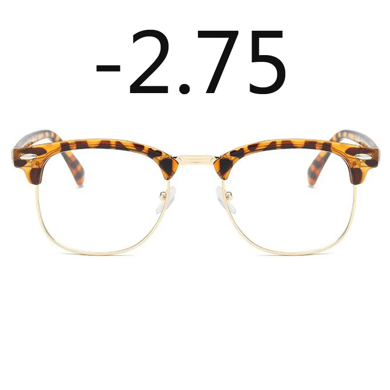 Женские очки без оправы с желтой леопардовой оправой для близорукости, очки для близорукости 0-0,50-1,0-1,5-2,0-2,5-3,0-3,5-4,0-5,0-6,0 - Цвет оправы: Myopia 275