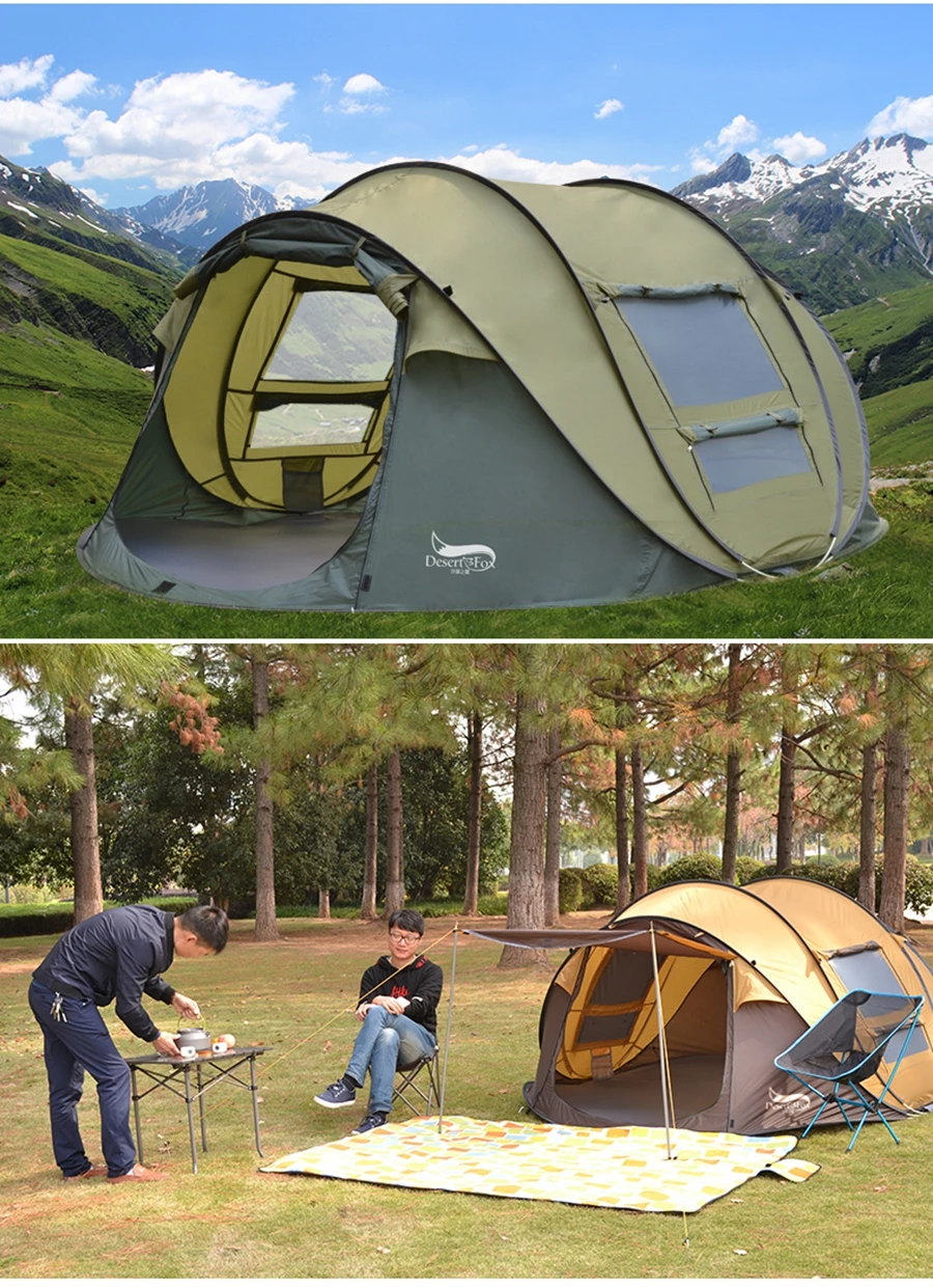 Água para Hinking Tenda ao ar Deserto & Fox Automático Tenda Pop up 3 temporada 4 4 Pessoa Configuração Instantânea Livre Tenda à Prova d' Acampar Viajar 7 Esporte e Lazer