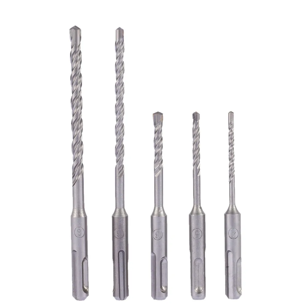 

5pcs/set 2 Pits SDS Shank Hammer Impact Drill Bit 2 Slots Electric Hammer Drill Bit Set SDS PLUS Rotary Concrete Masonry Drill