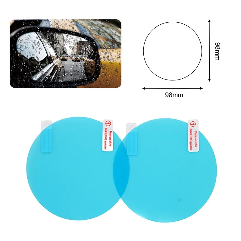 2 шт./компл. Анти-туман автомобиля зеркало окно прозрачная пленка анти-туман заднего вида зеркальная защитная пленка Водонепроницаемый непромокаемый автомобильный Стикеры - Название цвета: 98x98mm