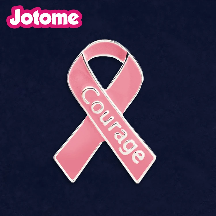 

100pcs a lot Courage Pink Ribbon Breast Cancer awareness Lapel Pin 1 inch