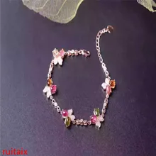 KJJEAXCMY fine jewelry S925 pure silver bracelet natural tourmaline bee female hand chain wholesale jewelry free shipping. koraba fine jewelry natural millettia dielsiana bracelet retro couple gifts free shipping