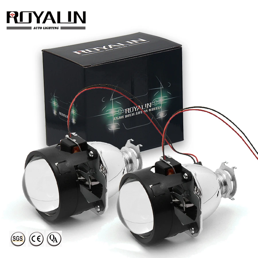 

ROYALIN Bi Xenon HID Projector Lens LHD RHD 2.5 inch Headlight Lens with Hi/Lo Beam for H4 H7 H11 Car Light Retrofit Use H1 Bulb