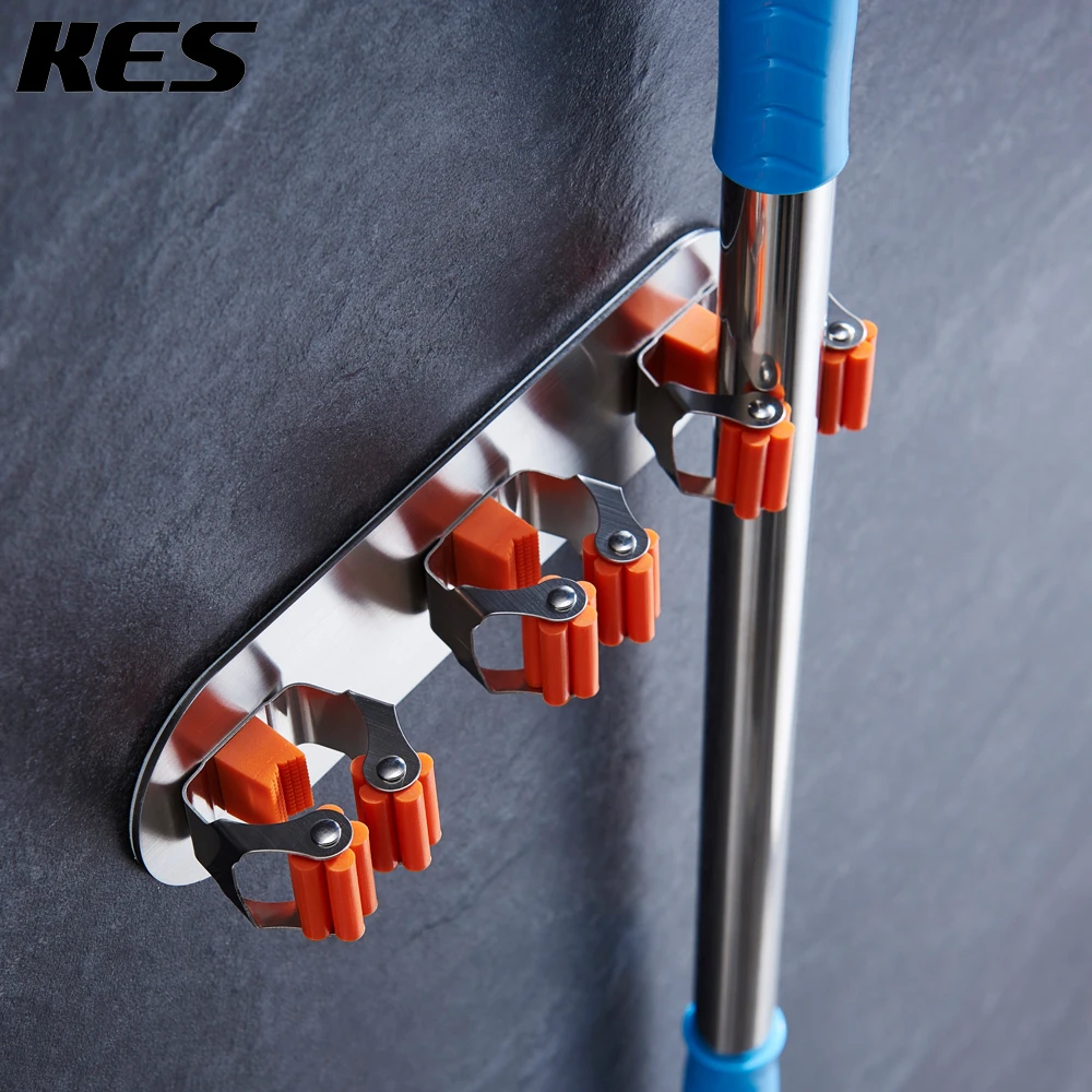 KES 3M Self Adhesive Mop and Broom Holder Stick On Sticky Garage