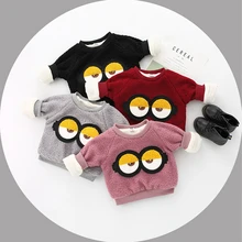 Baby boy thick autumn winter long-sleeved jacket boy and girl plus velvet sweater cotton jacket children’s cartoon plush clothes