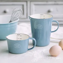 Эмалированный мерный стакан со шкалой молока может кофе чашка воды