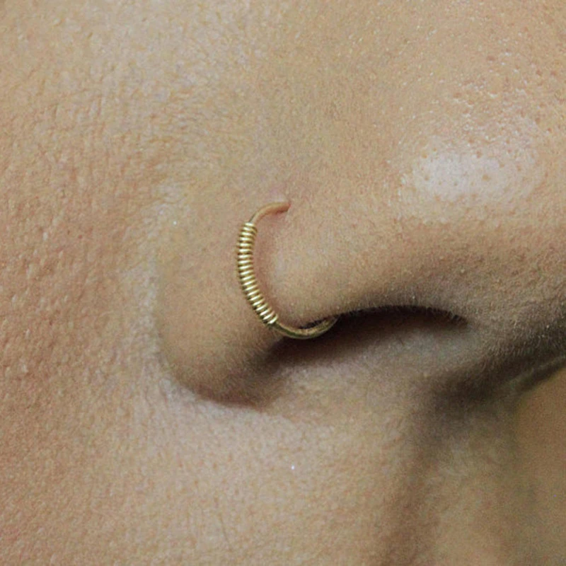 

Handmade Nnose Ring Fake Piercing Punk Grillz Jewelry 14 Gold Filled Vintage Party Gift Customize Septum Fake Body Jewelry