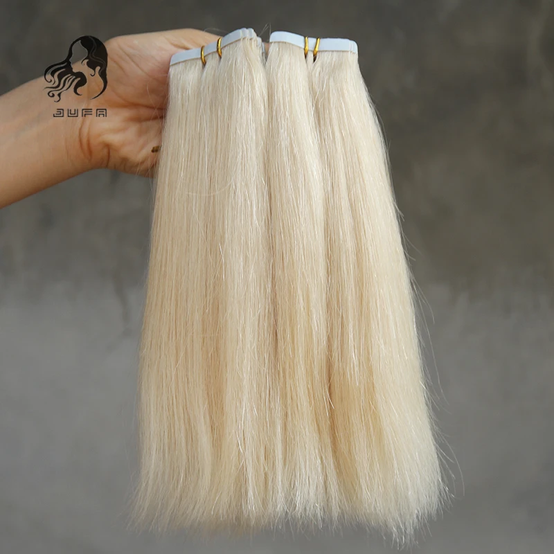 Remy Tape In Human Hair Extensions 40pcs Adhesive Skin Weft PU Hair