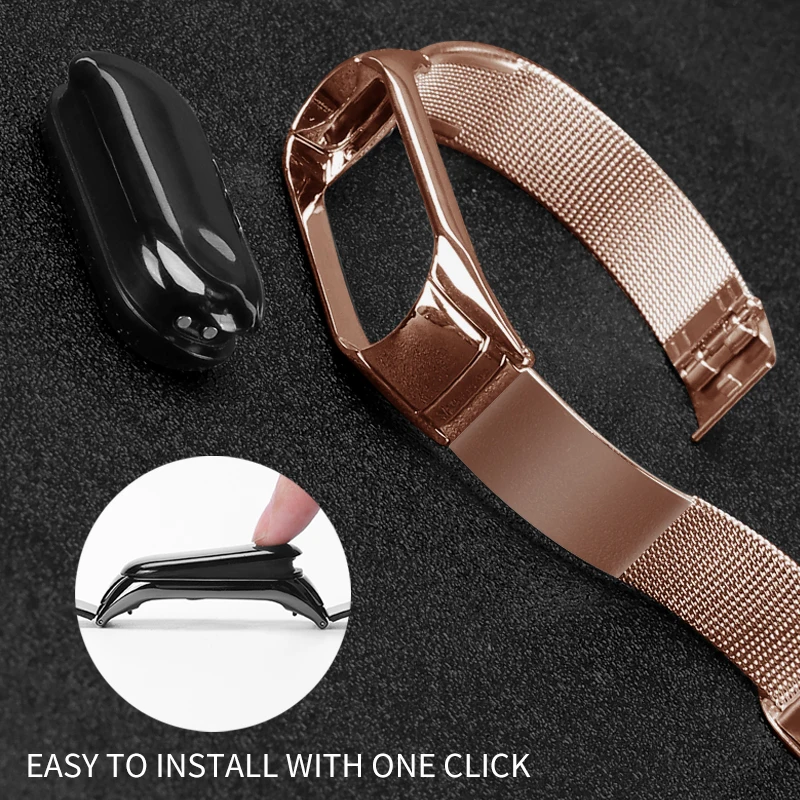 Браслет для xiaomi mi band 3 ремешок металлический из нержавеющей стали 4 сменный miband 3/4