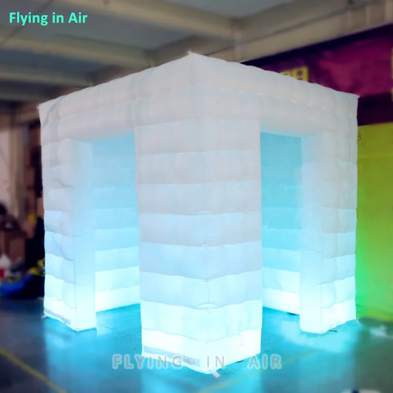 

Free Shipping 2.2m Colorful LED Lighting Inflatable Cube Photo Booth