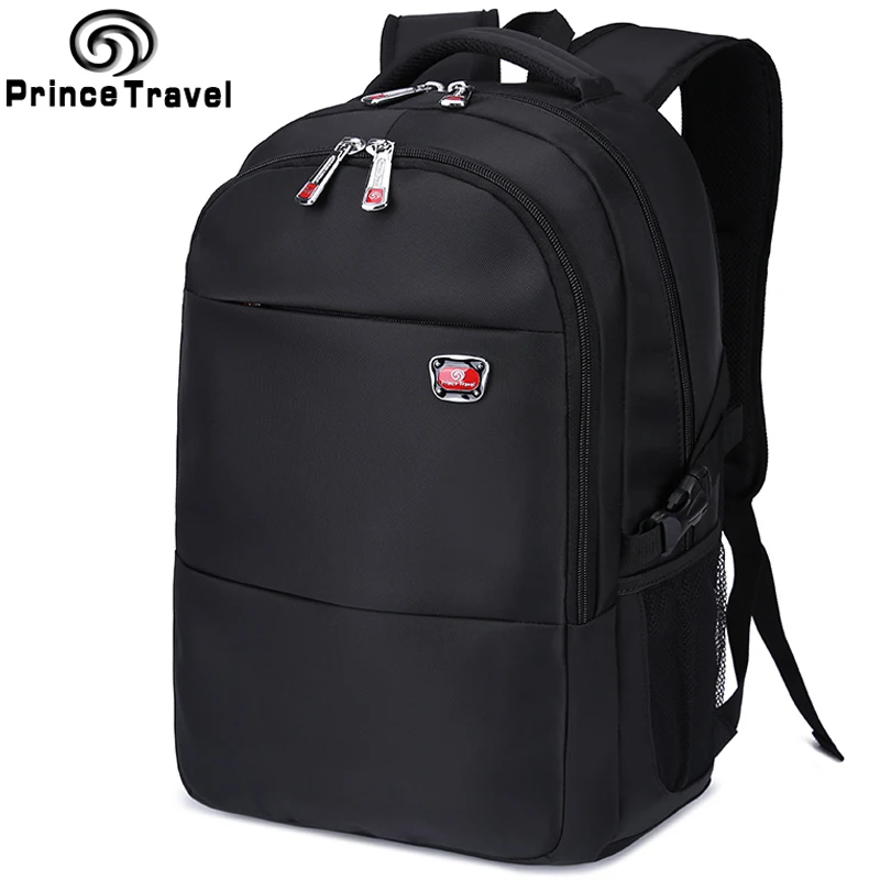 Prince travel high quality men's backpack black waterproof nylon male backpack 15'' laptop bag
