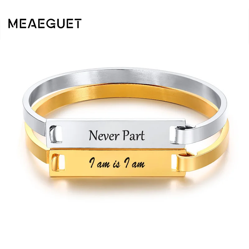 

9mm 316L Stainless Steel Bangle Women Gold Silver Color Bracelet Customized Name Erkek Bileklik Charm Wristband Freee Engraving